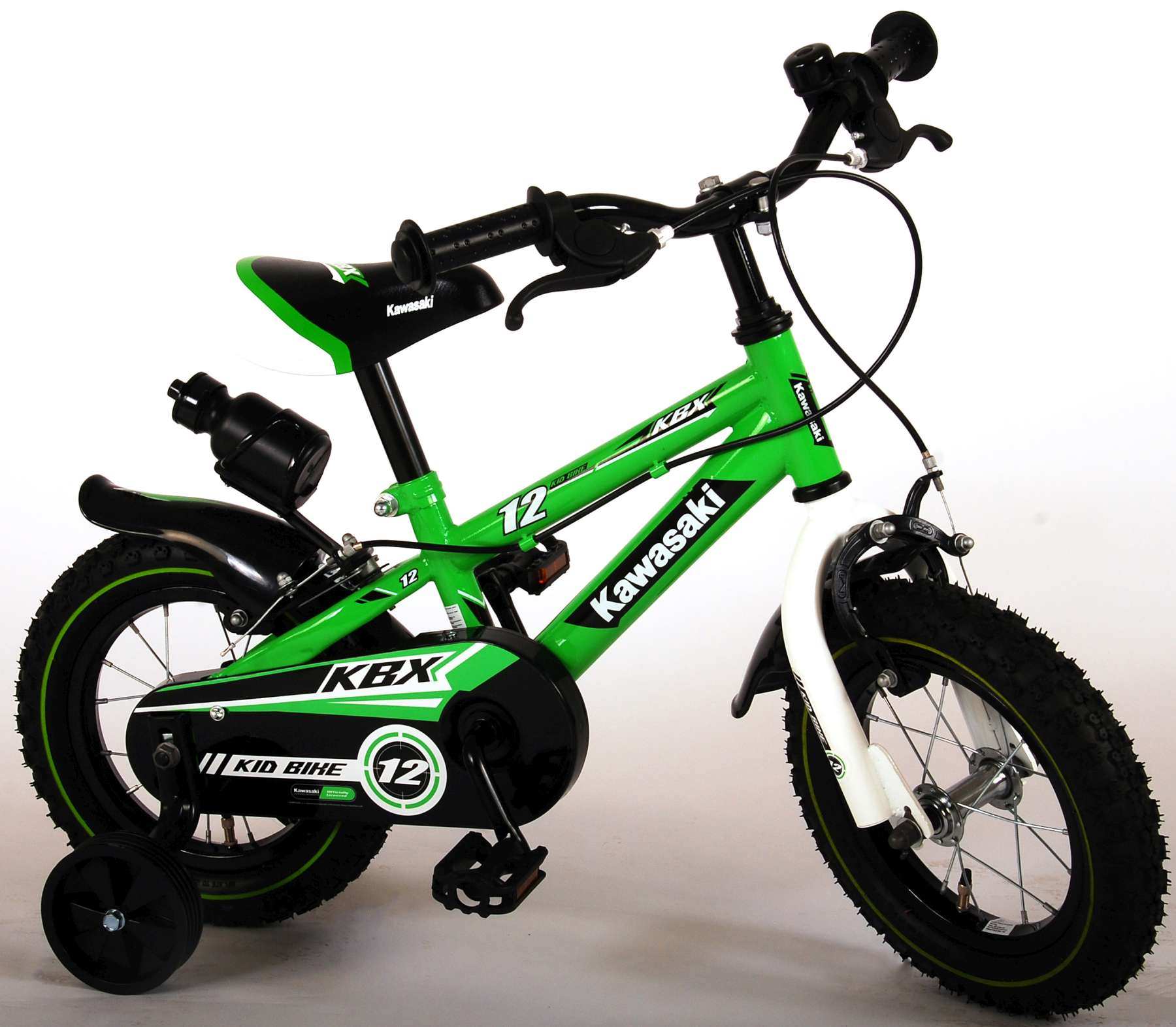 Kawasaki Kinderfiets - Jongens - 12 inch - Groen/Wit - 2 handremmen -
