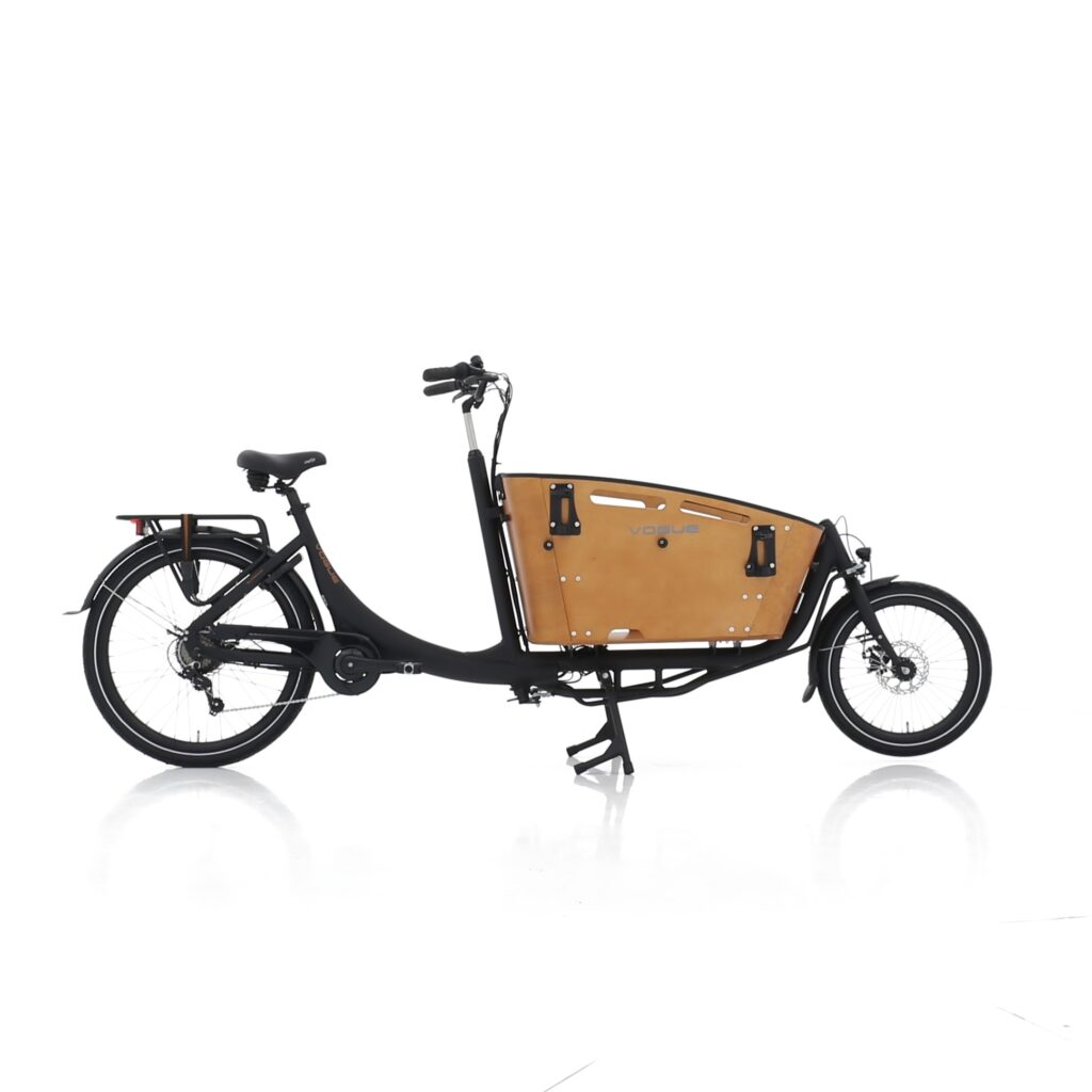 Vogue Superior E Cargo Elektrische Tweewieler Bakfiets Mat Zwart Bruin Fietsmaster