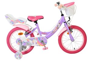 Volare Unicorn Kinderfiets - Meisjes - 16 inch - Paars - Twee Handremmen